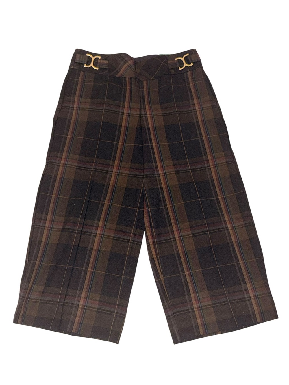 Investments Petites The Park Ave fit Wide Leg Crop Plaid Pants 6P NWT